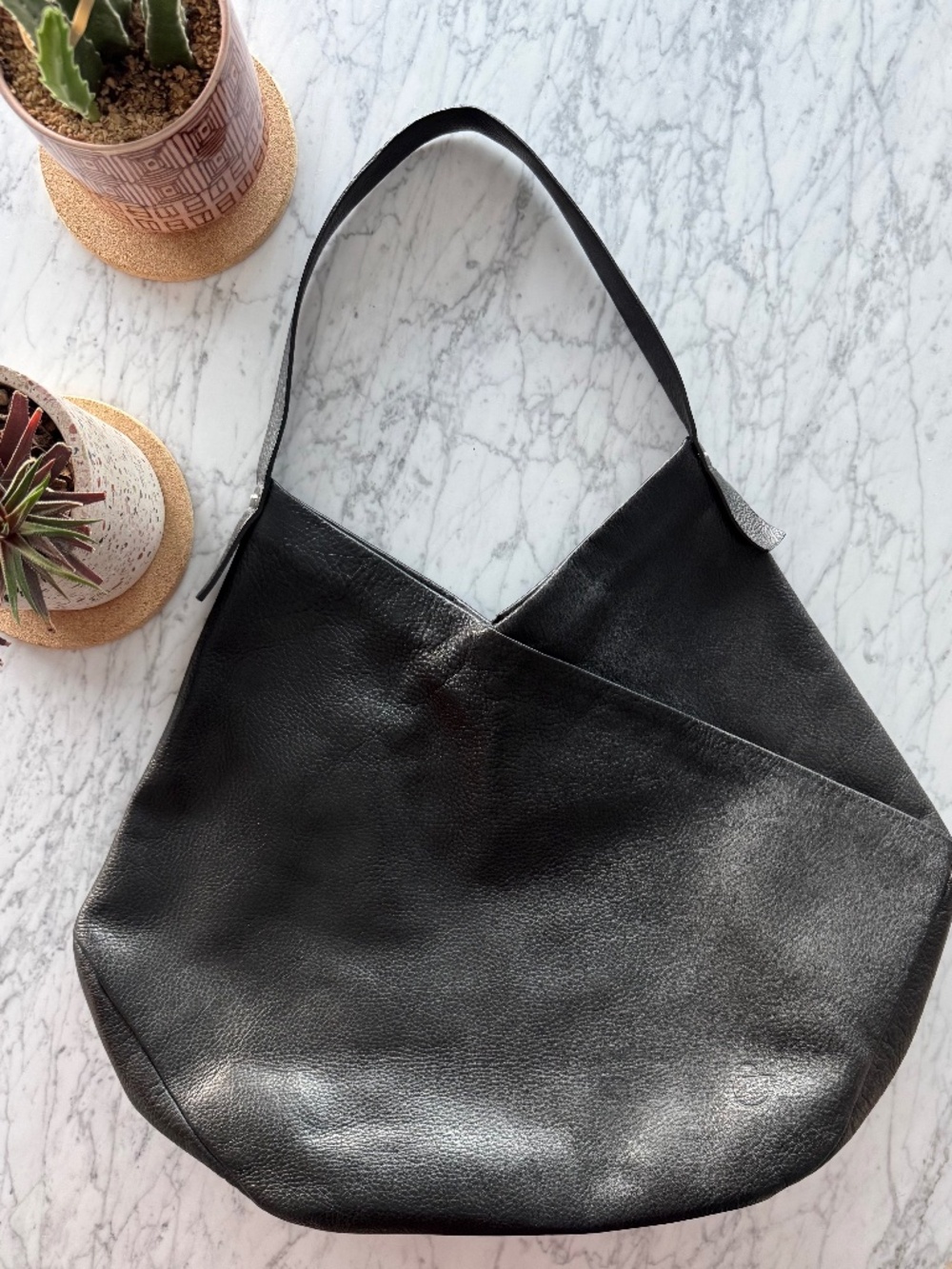 NARAMO Frida Black Nappa Leather Oversized Purse